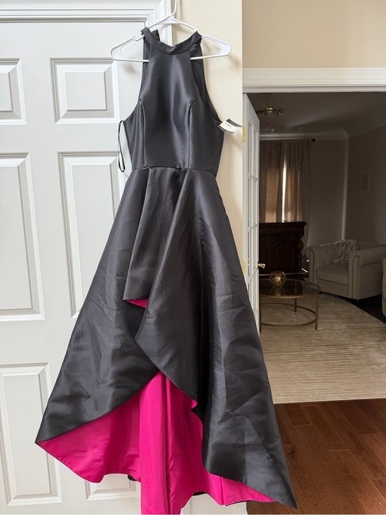 hannah's Dresses & Skirts - Black Satin Dress by Hannah's Boutique with Fuchsia Lining